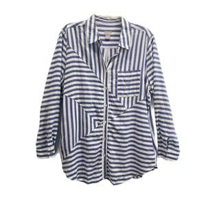 Chico's Blue and White Striped Tunic Top